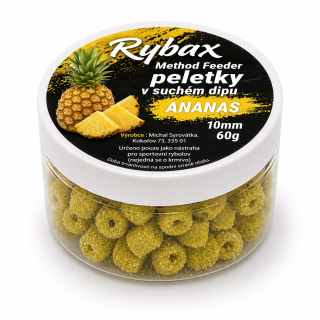 Rybax - Method Feeder peletky v suchém dipu Ananas 10mm 60g